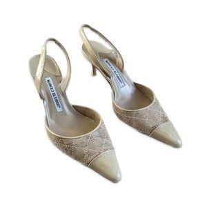 Beige Manolo Blahnik Slingbacks